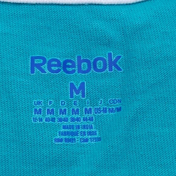 Reebok Active Pullover Short Sleeve T Shirt Womens Size Medium M Blue White - Picture 3 of 9